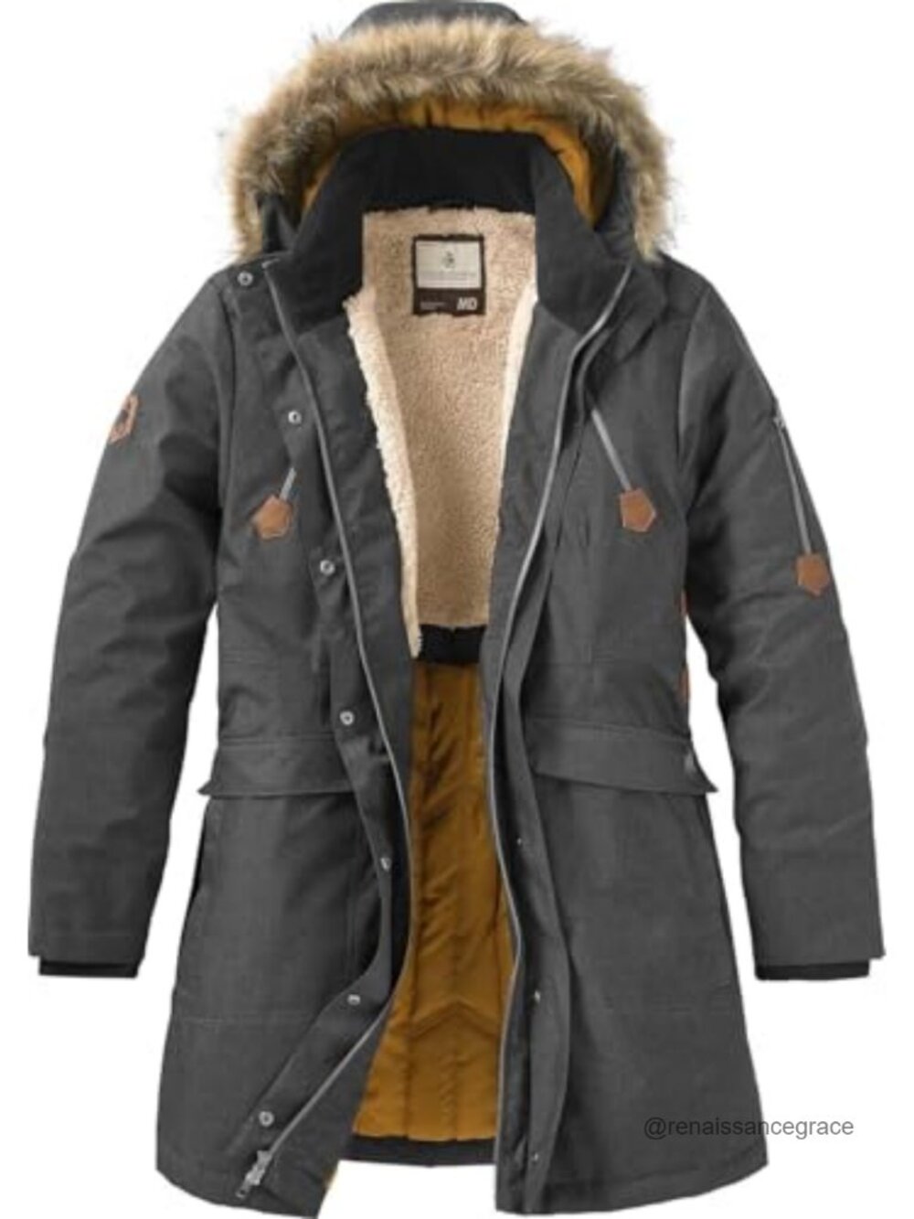 Women's Insulated Parka Coat with Hood, Faux Fur Trim, Water Resistant